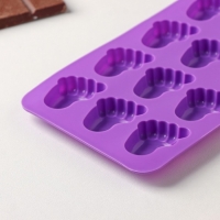 Форма для конфет и шоколада Доляна &laquo;Следопыт&raquo;, силикон, 22&times;10&times;1,8 см, 15 ячеек (3,6&times;2,7 см), цвет МИКС