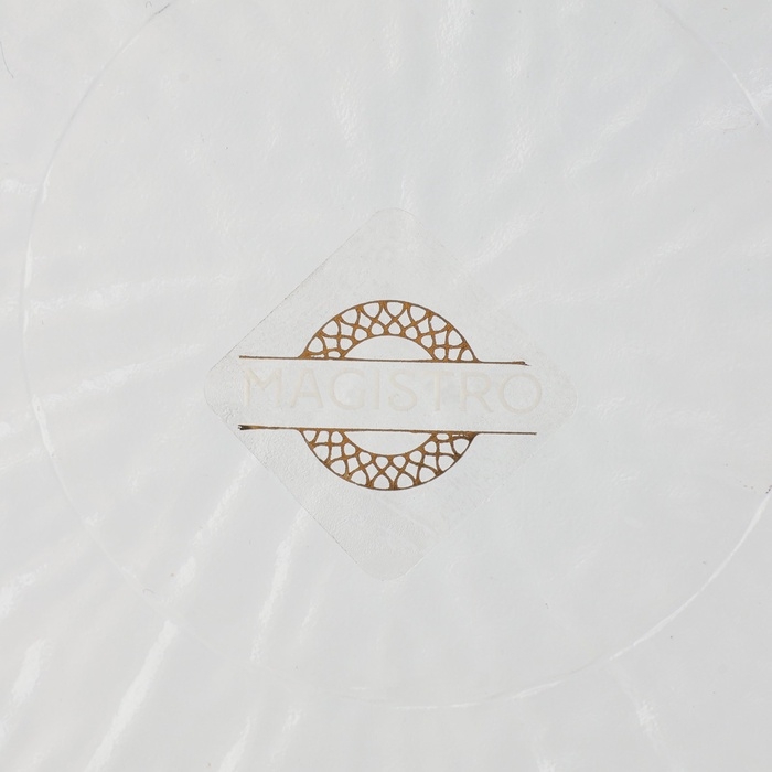 Тарелка обеденная Magistro Water lily, d=20,5 см, стекло, с золотой каймой, прозрачная