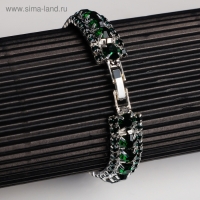 Браслет со стразами &laquo;Северное сияние&raquo; змейка, цвет изумрудный в серебре, 18 см