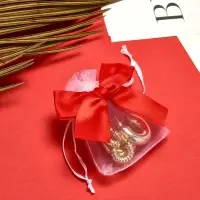 Мешочек подарочный &laquo;Бант органза&raquo;, 7&times;9 см, бело-красный