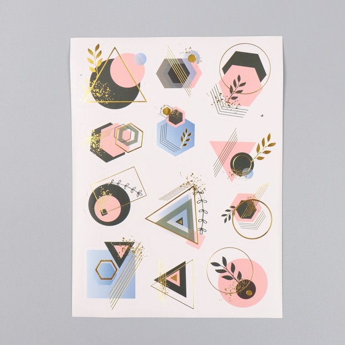 Фотоальбом 25 листов (наклейки+кольца) "Геометрия" тиснение золото 19х27х3 см