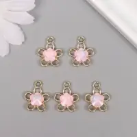 Декор для творчества металл "Цветок" золото, розовый 1,8х1,5х0,5 см