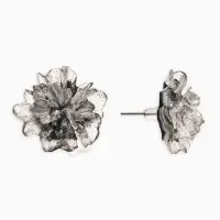 Серьги "Цветок ажурный воздушный", цвет прозрачный серый с блестками