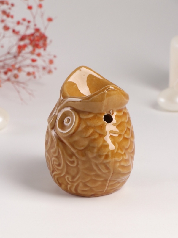 Аромалампа керамика "Ушастая сова" тёмный беж 6,5х11х10,7 см