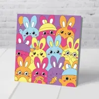 Картина по номерам для детей на подставке &laquo;Милые зайчата&raquo;, 15 х 15 см