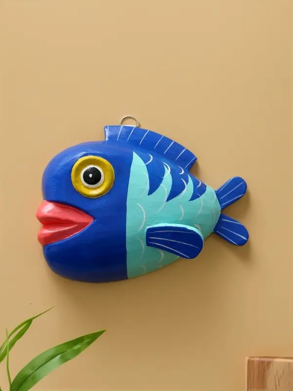 Панно "Рыба-клоун" дерево 20х16х4 см, цв. сине-бирюзовый