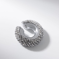 Серьги &laquo;Каффы&raquo; бублик, малые стразы, белые в серебре