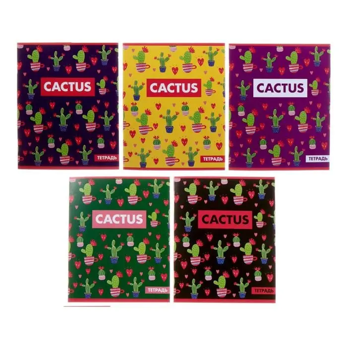 Тетрадь 36 листов в клетку Calligrata &laquo;Кактус&raquo;, обложка мелованный картон, МИКС