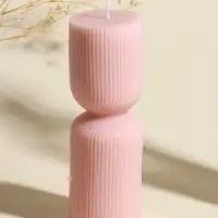 Свеча интерьерная "Греция" нежно-персиковая 6х6х18 см