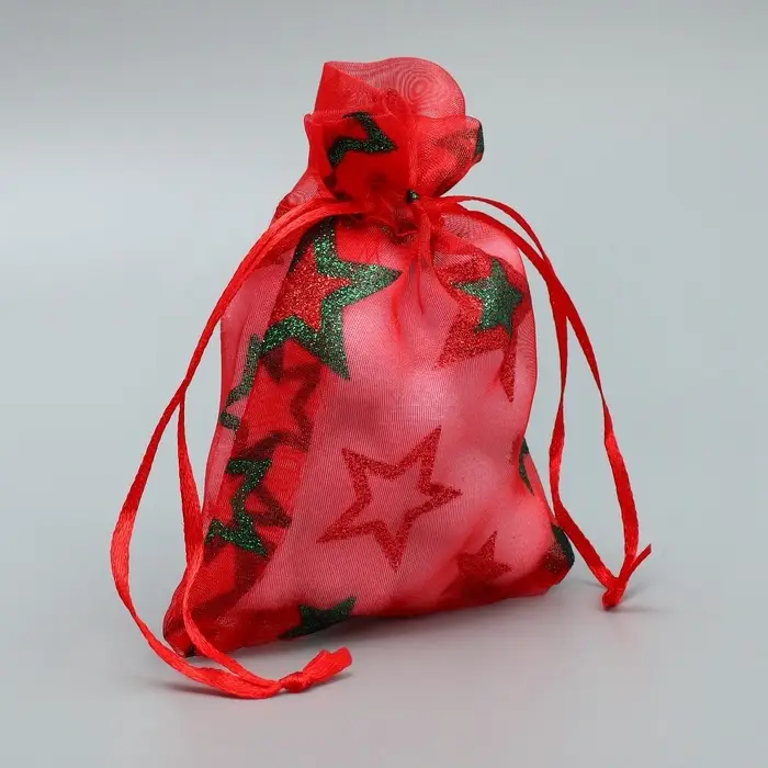 Мешочек подарочный органза &laquo;Звездочки&raquo;, 10 х 12 см +/- 1.5 см