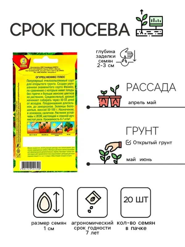 Семена Огурец Феникс плюс   Пч Ц/П 20шт