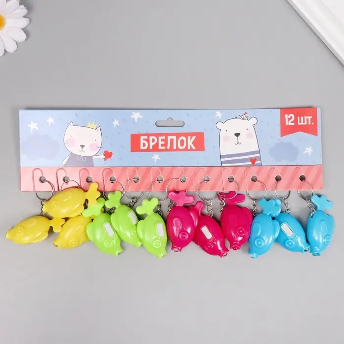 Фонарик свет на кольце "Рыбка"светит  МИКС 5х1,7х3 см