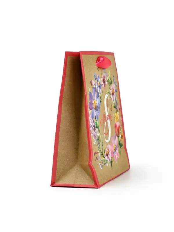 Пакет подарочный крафтовый &laquo;8 марта&raquo;, S 12 х 5.5 х 15 см
