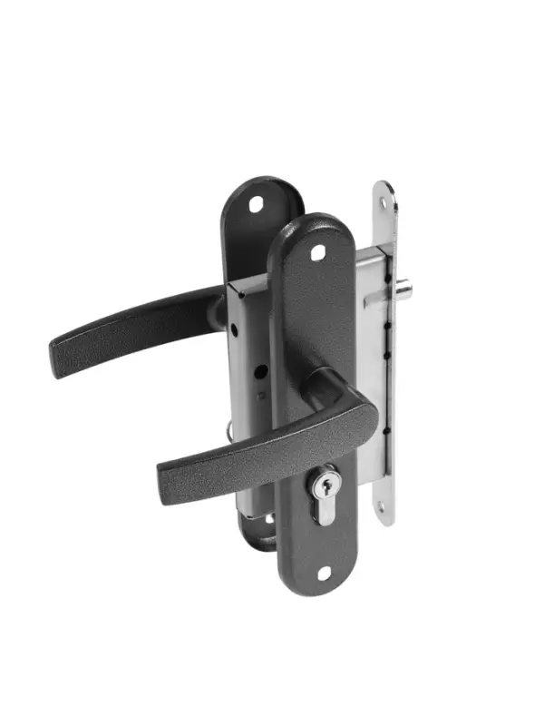 Замок врезной LOCKLAND RD005, с ручкой, B/S 55 мм, 4 ключа, цвет серый