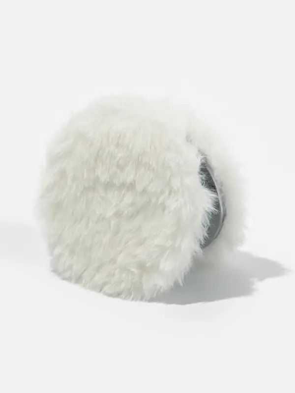 Зеркало складное &laquo;Мех&raquo;, d=8 см, с увеличением, с искусственным мехом, белое