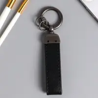 Брелок кожзам, металл "Ремешок" чёрный матовый 12,2х2,3х0,7 см