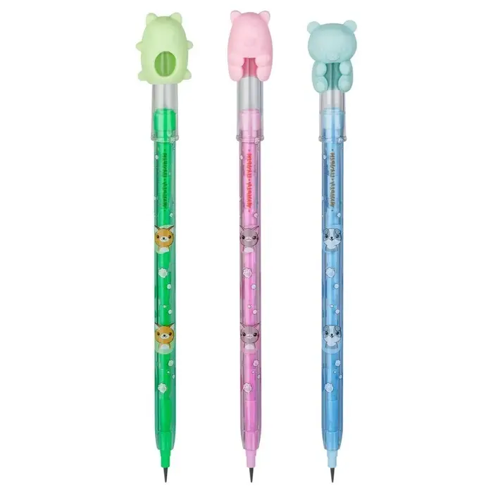 Карандаш чернографитный сегментный Мульти-Пульти "Зверята", с ластиком-топпером, МИКС