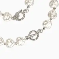 Набор 2 пред-та: бусы,браслет "Жемчуг барочный", сердечки, 40/18см, цвет белый в серебре