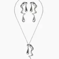 Гарнитур 2 предмета: кулон, серьги "Капли" таяние, цвет серебро