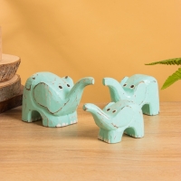 Сувенирный набор &laquo;Милые слоники&raquo;, 12 см, 10 см, 9 см, дерево, бирюзовый
