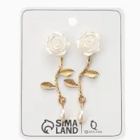 Серьги "Цветок розы", цвет белый в золоте
