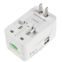 Адаптер универсальный, 3 А, 5 в 1, 1 USB-A, 220 В, белый