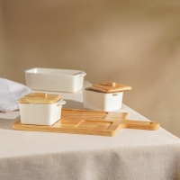 Набор для подачи блюд фарфорвый SL Home &laquo;Тренто&raquo; на подставке, 4 предмета: 3 ёмкости 500/250 мл, подставка