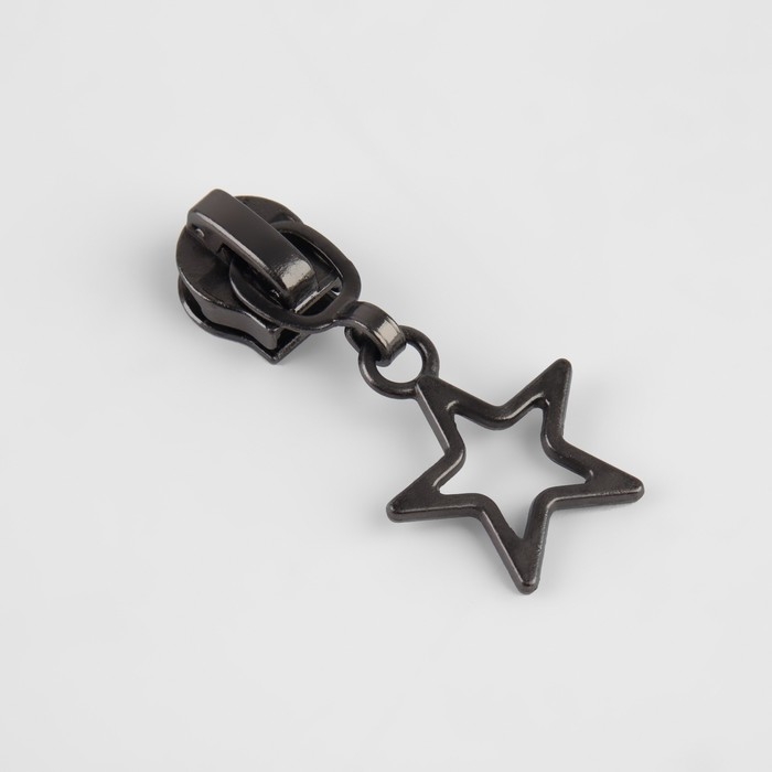 Бегунок автоматический для молнии &laquo;Спираль&raquo;, №5, декоративный &laquo;Звёзды&raquo;, 10 шт, цвет чёрный никель