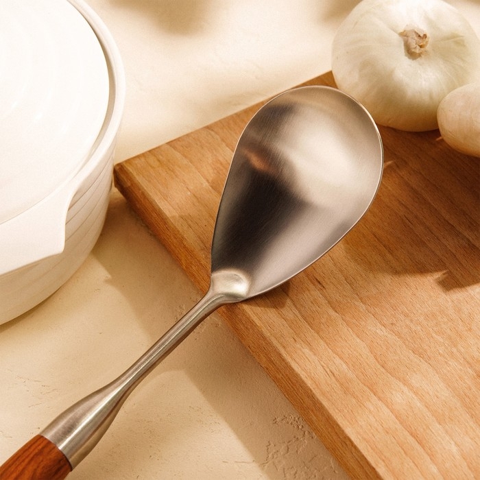 Ложка гарнирная из нержавеющей стали SL Home, &laquo;Рустик&raquo;, 33&times;8 см, цвет серебряный