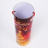 Новый год. Подарочная коробка, тубус &laquo;Красно-Золотая&raquo; 99х340мм .