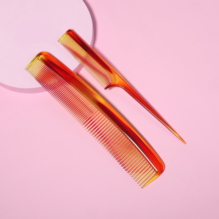 Набор расчёсок, 2 предмета, цвет &laquo;янтарный&raquo;