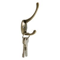 Крючок мебельный ТУНДРА TKD008, двухрожковый, бронза