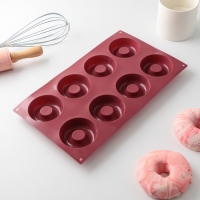 Форма для выпечки Доляна &laquo;Сладости. Пончики&raquo;, 29&times;17 см, 8 ячеек (d=6 см), цвет МИКС