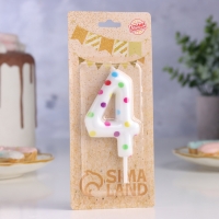 Свеча в торт на день рождения &laquo;Конфетти&raquo;, цифра "4" , ГИГАНТ, 9 см