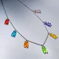Колье &laquo;Мармеладный мишка&raquo; компания, цветное в серебре, 50 см