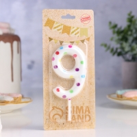 Свеча в торт на день рождения &laquo;Конфетти&raquo;, цифра "9" , ГИГАНТ, 9 см