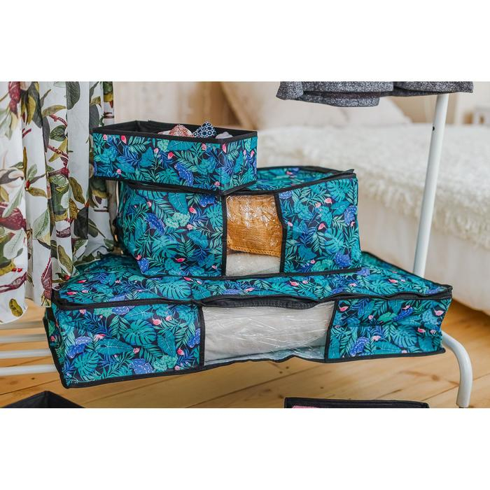 Кофр для хранения вещей &laquo;Тропики&raquo;, 80&times;45&times;15 см, цвет синий