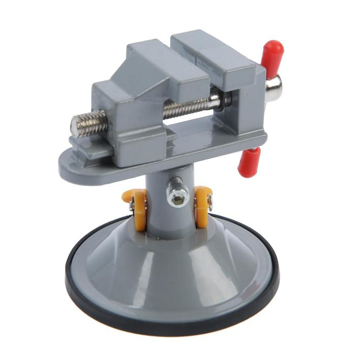 Мини-тиски алюминиевые ТУНДРА, крепление на присоске, поворотные на 180&deg;, 35 мм