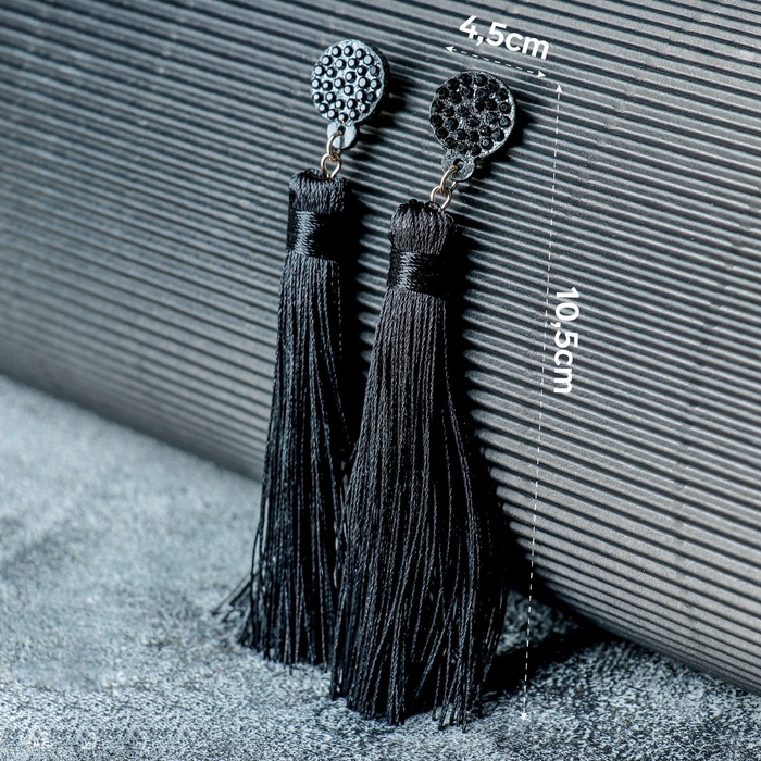 Серьги &laquo;Кисти&raquo; гармония, цвет чёрный, L кисти 8,5 см