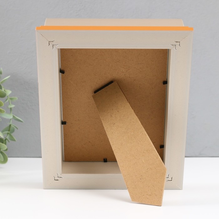 Фоторамка пластик 13х18 см "Стилиани" бежевая с золотой обводкой 4,8х17,5х23 см