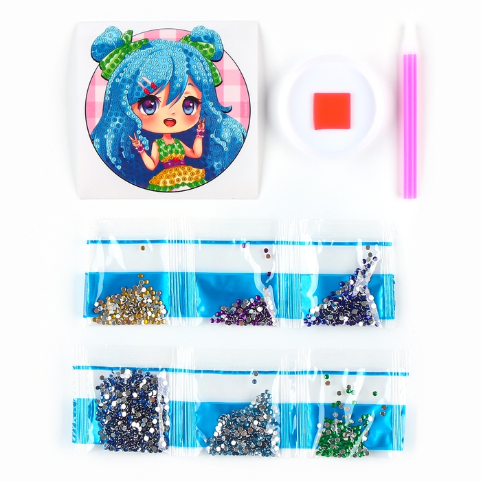 Алмазная мозаика наклейка для детей &laquo;Модная девчуля&raquo;, 9 х 9 см, набор для творчества