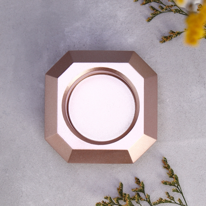 Подсвечник "Полноторие" из гипса малый,9х2,5см,мрамор с фиолетовыми полосками