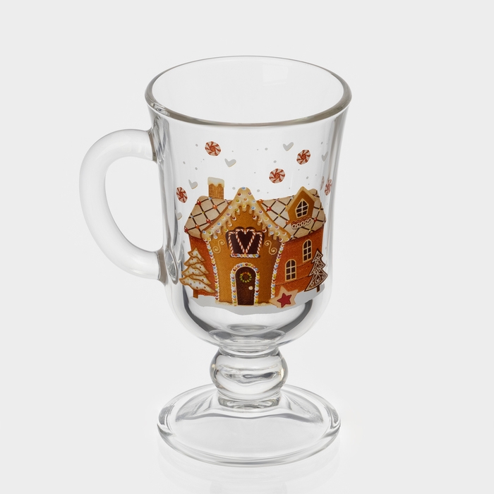 Кружка стеклянная для глинтвейна &laquo;Пряничный домик&raquo;, 200 мл