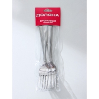 Набор вилок столовых из нержавеющей стали Доляна &laquo;Капля&raquo;, длина 21 см, 6 шт, цвет серебряный