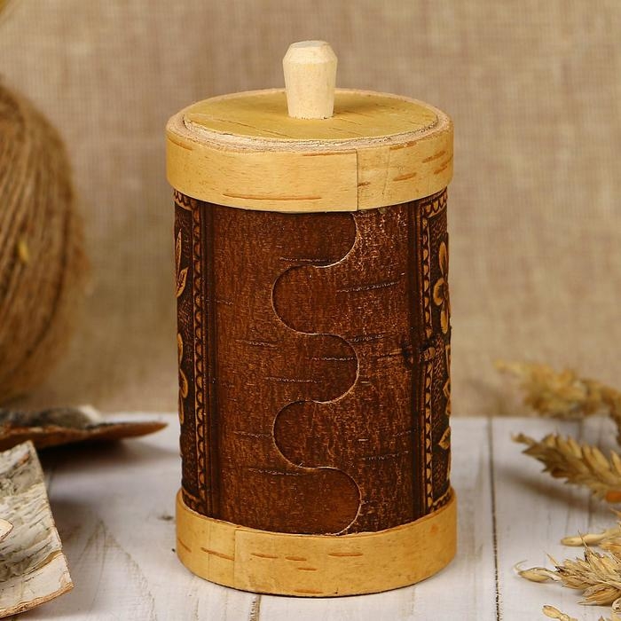 Туес «Цветы», высокий, 6×6×12 см, береста Туес «Цветы», высокий, 6×6×12 см, береста