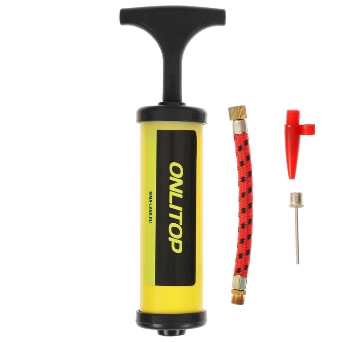 Насос для мячей ONLYTOP, 17 см, 2 насадки, шнур, цвета МИКС Насос для мячей ONLYTOP, 17 см, 2 насадки, шнур, цвета МИКС