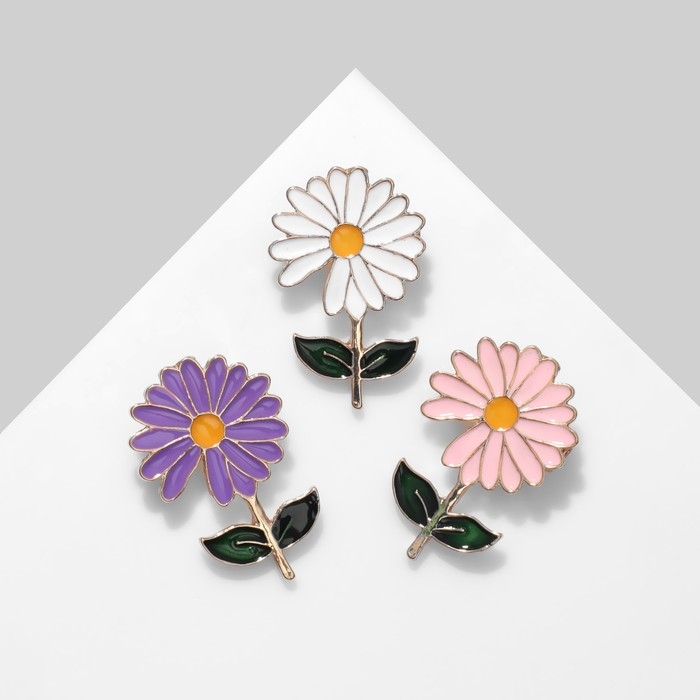 Брошь &laquo;Цветок&raquo; ромашка (неделимая фасовка 12 шт., стик на шт.), цвет МИКС