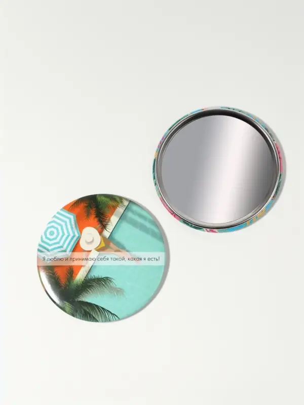 Зеркало карманное &laquo;Девушка у бассейна&raquo;, d=7 см, разноцветное