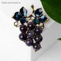 Брошь &laquo;Виноград&raquo; аметистовый, цвет фиолетово-зелёный в чернёном золоте