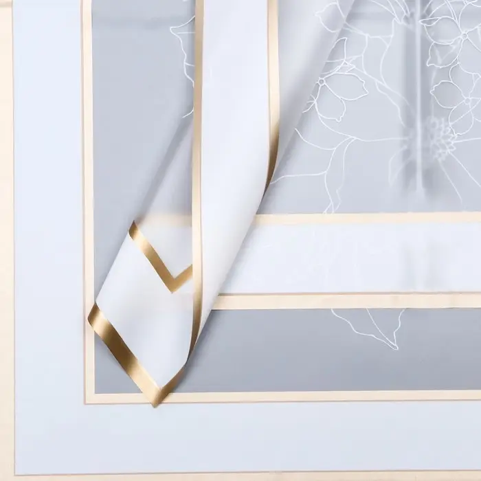 Пленка для цветов матовая, &laquo;Цветы с каймой&raquo;, 58&times;58 см, белый